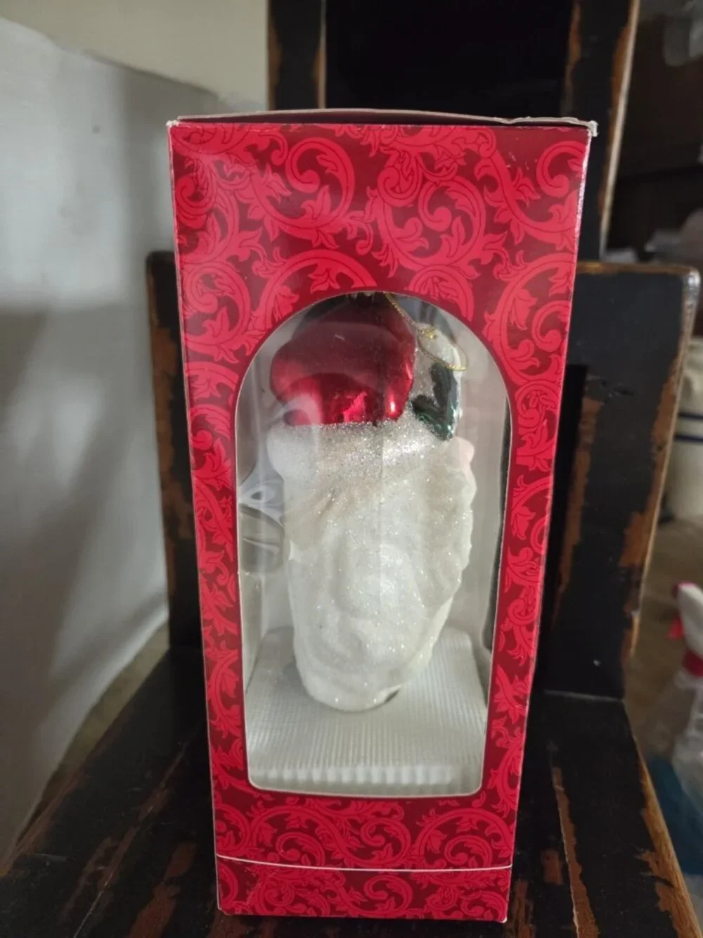 Vintage Mistletoe Magic European Style Hand Blown Santa Glass Christmas Ornament